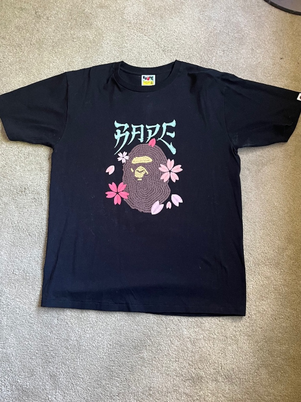 Authentic BAPE Black Tshirt with Large Head, Size XL